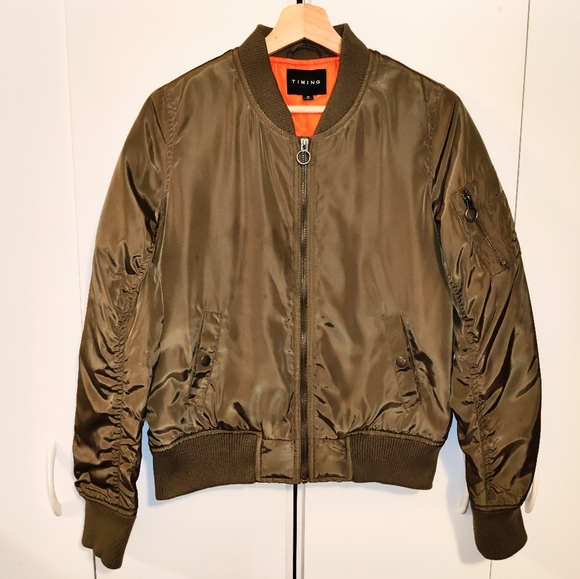 Timing Jackets & Coats Timing Army Green Bomber Jacket Poshmark